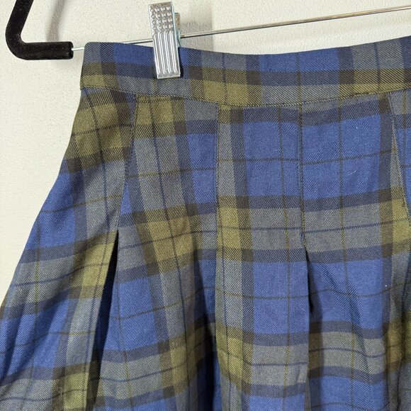 H&M Womens Plaid Pleated Mini Skirt Size 6 Blue/Green Dark Academia Grunge Punk - Picture 3 of 7
